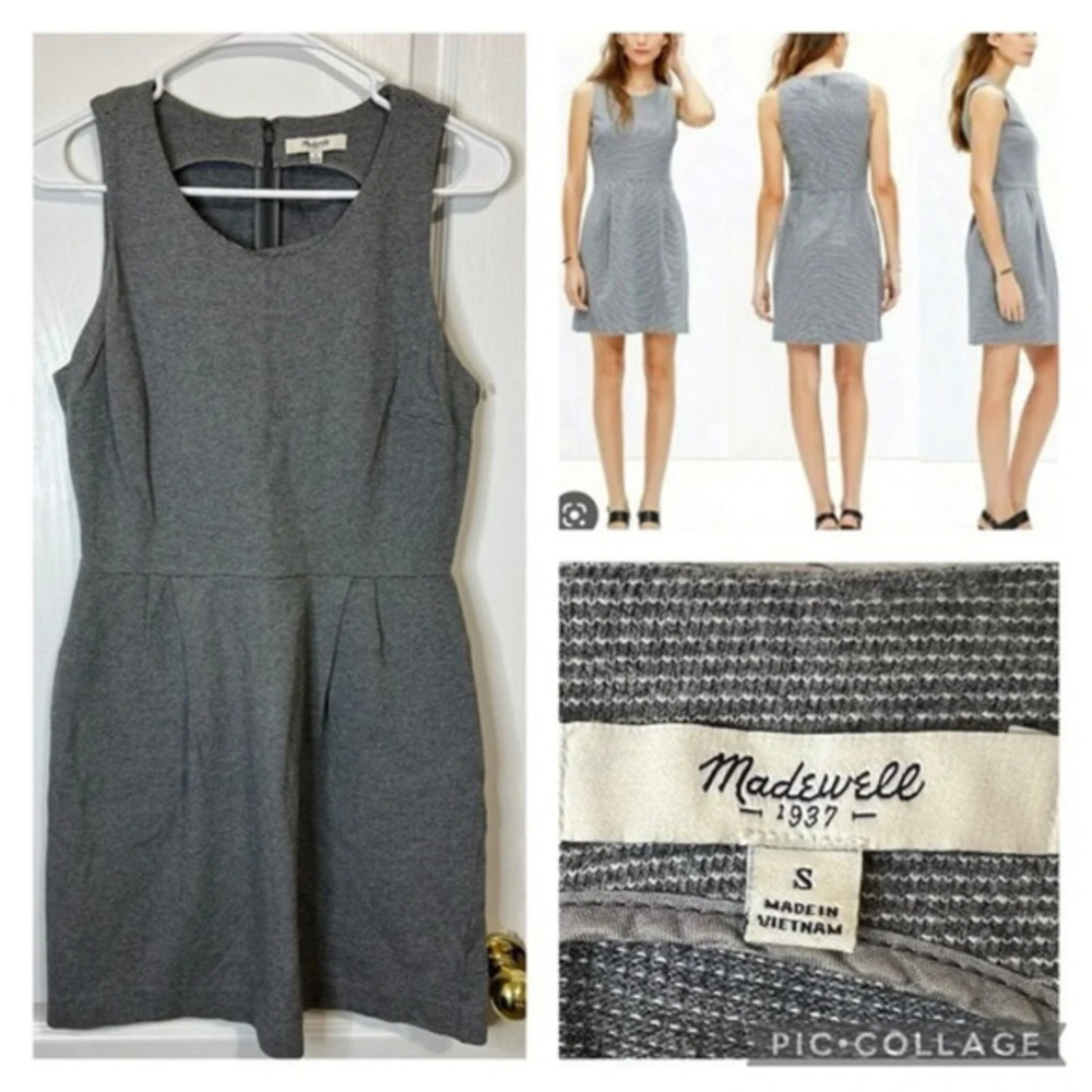 Madewell Heather Gray Verse Sleeveless Knit pockets Career mini dress size S